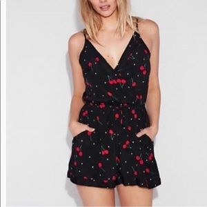 Cherry print shorts romper/play suit by Express